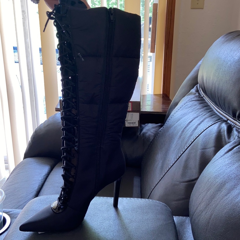 Sicole Laceup high heels!! Beautiful material!! Brand new! Almost knee high.